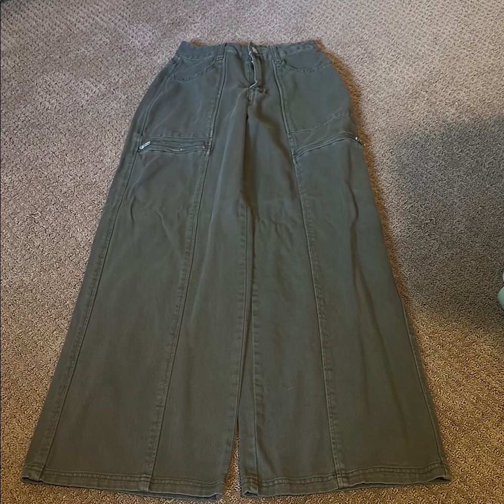 Forever21 Premium Olive Green Wide-Leg Pants